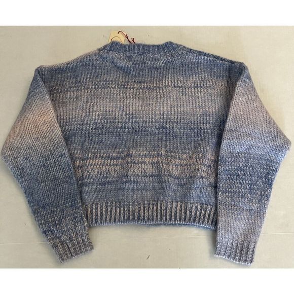 RAGA Anthropologie Womens Sz 2x NWT Cropped Knit Ombre Blue Alicia Cardigan - Picture 2 of 11